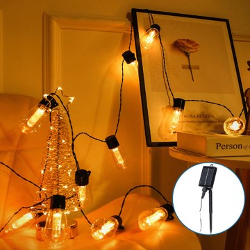 Aigostar - Luzes de Natal LED solares 10xLED/6,5m 500 mAh IP65 branco quente